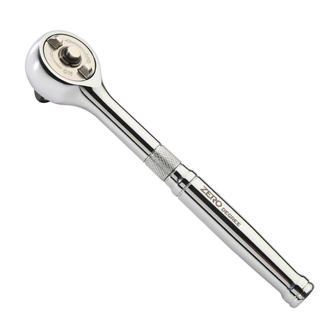 Zero Degree 38152 gearless ratchet with nickel plating for tight-space fastening and durability.