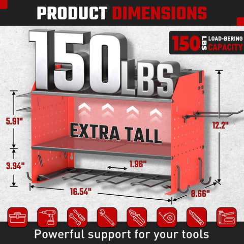 ZESEN power tool organizer drill-slot-and-hooks demonstrate efficient storage.