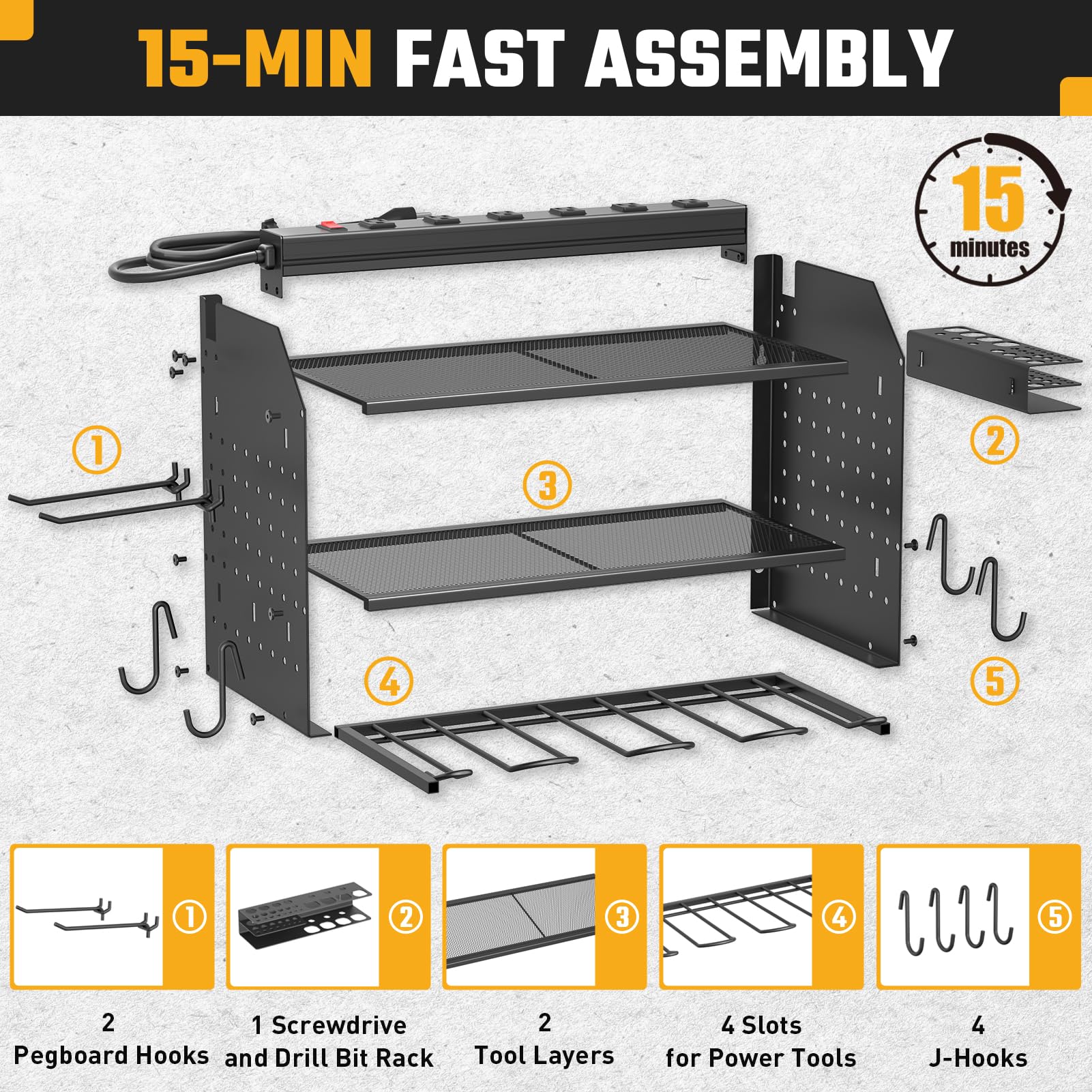 ZESEN adjustable layers offer flexible storage for tools of different heights