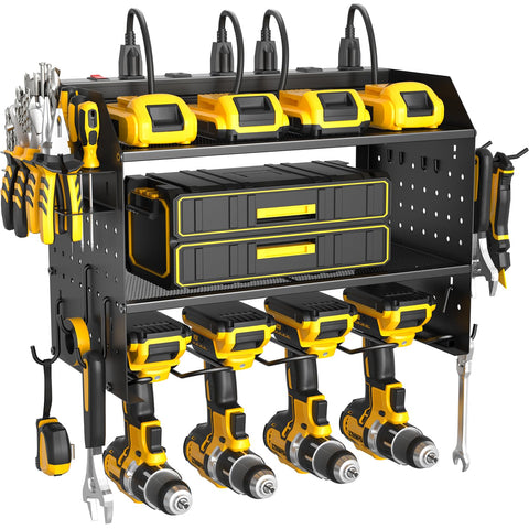 ZESEN power tool organizer front view shows space-saving wall mount for easy access