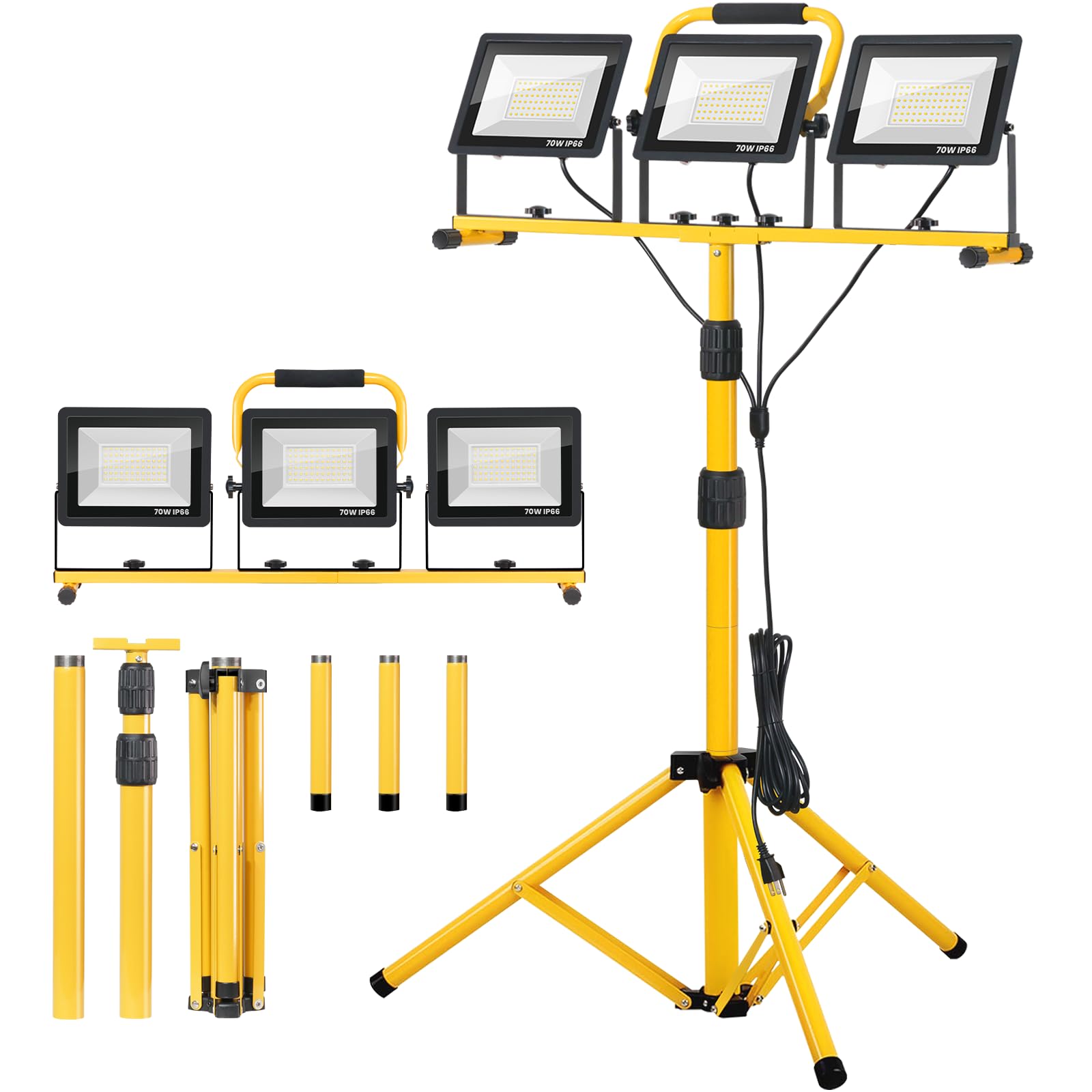 Zetunlo 21000 Lumen LED work light on stand in use for high-visibility site lighting.