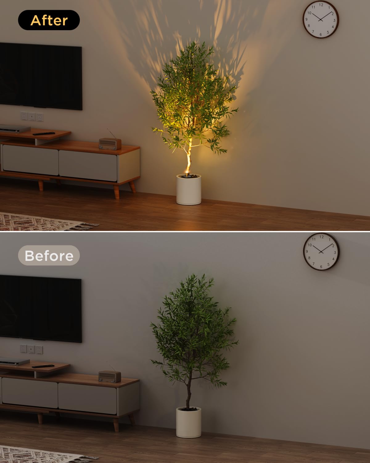 Zetunlo spotlights highlight houseplants with warm illumination