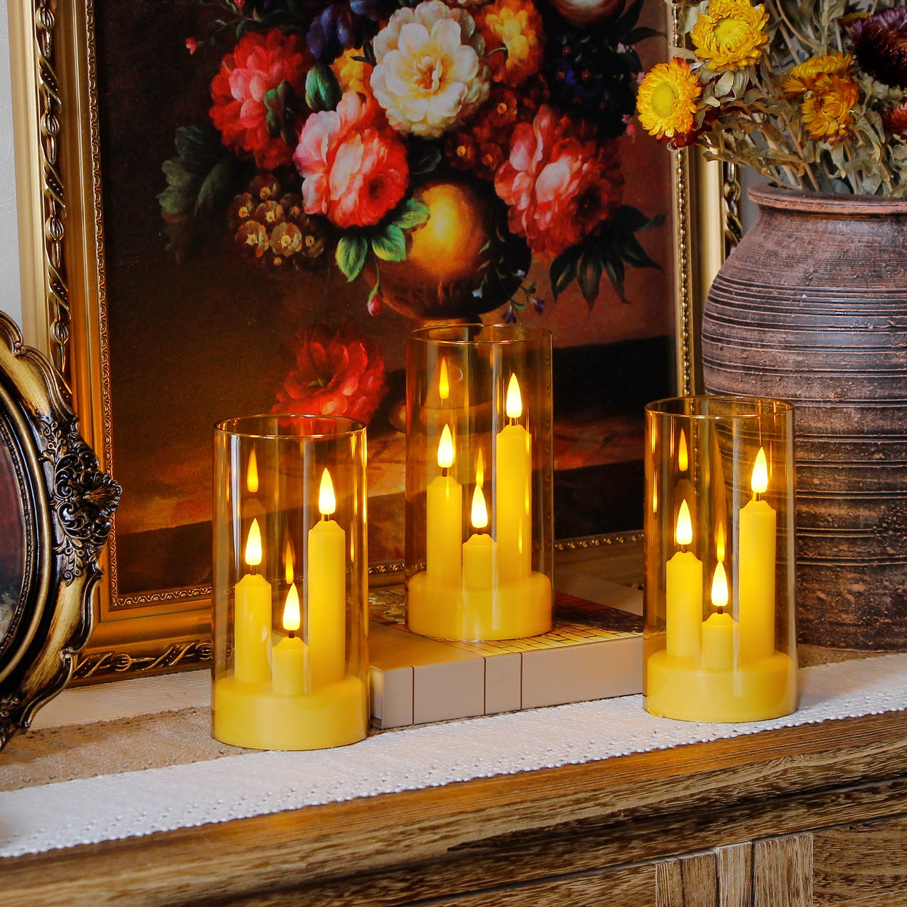 Zevanor warm glow from acrylic candles used to create ambience.