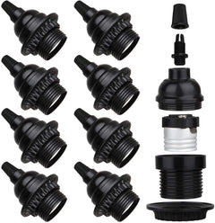 Zevnico E26/E27 socket in black with bakelite core for durable indoor lighting.
