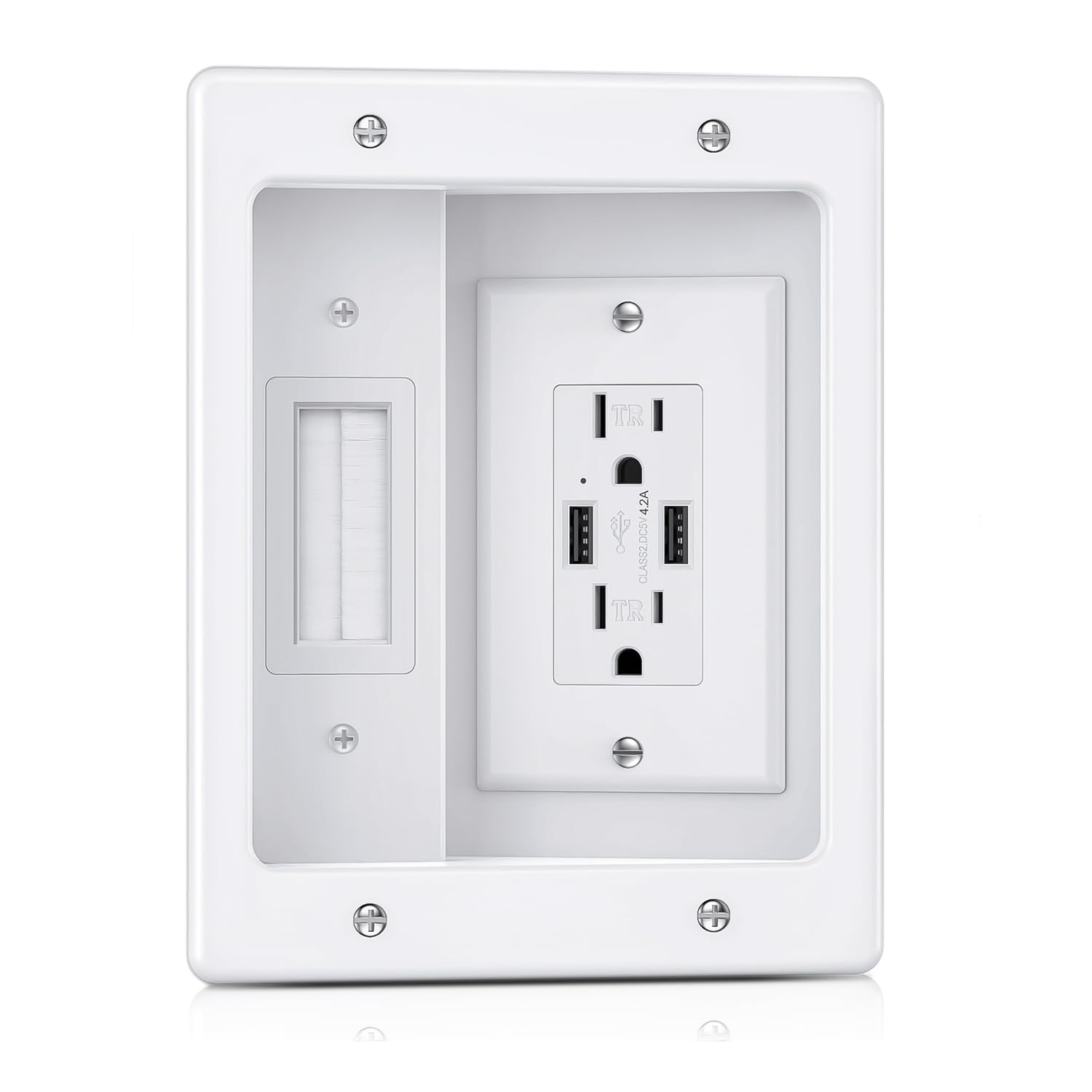 ZEXMTE in-wall TV power kit front view showing tidy cable concealment