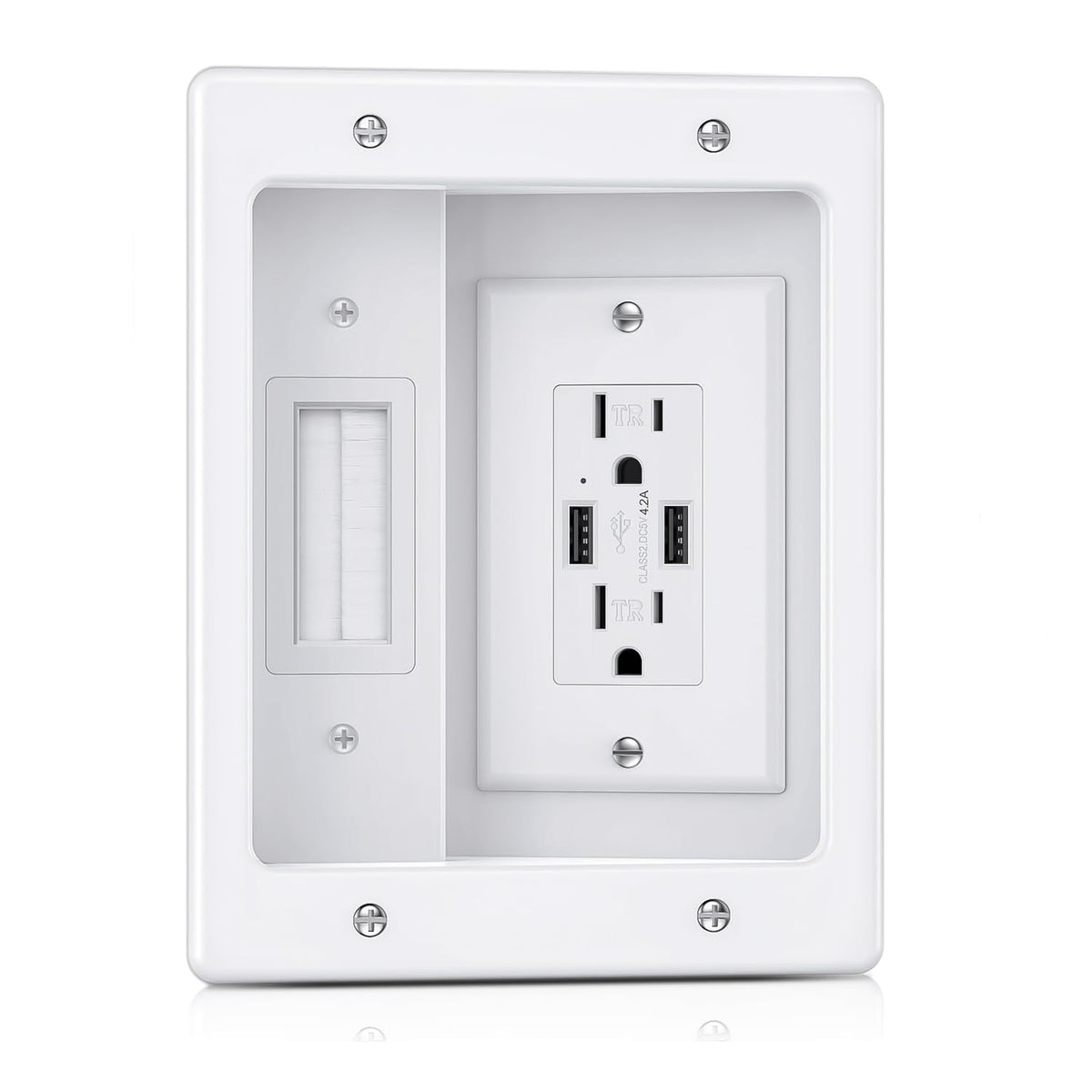 ZEXMTE in-wall TV power kit front view showing tidy cable concealment