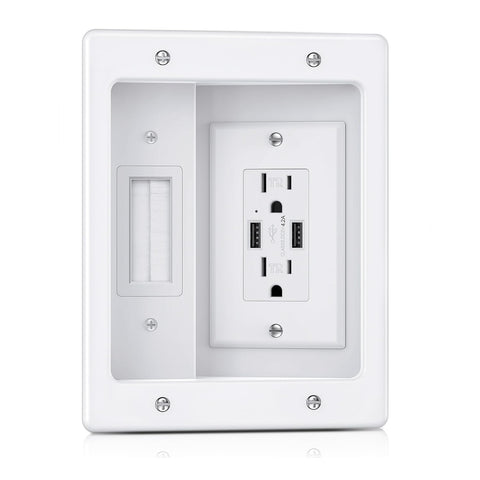 ZEXMTE in-wall TV power kit front view showing tidy cable concealment