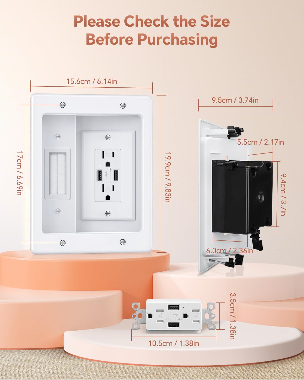 ZEXMTE in-wall TV power kit installed on wall for clutter-free media setup