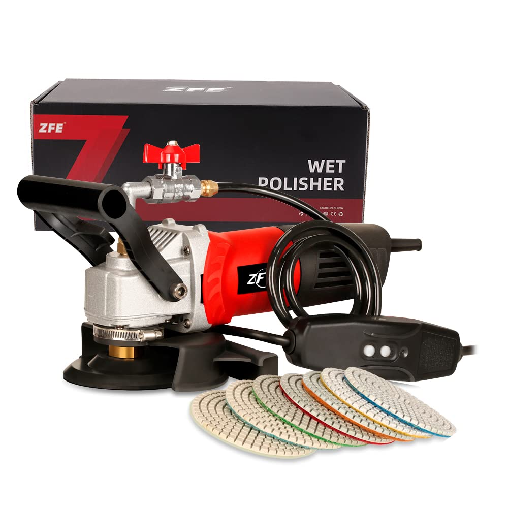 ZFE 800W wet polisher with ergonomic handles for comfortable long polishing sessions