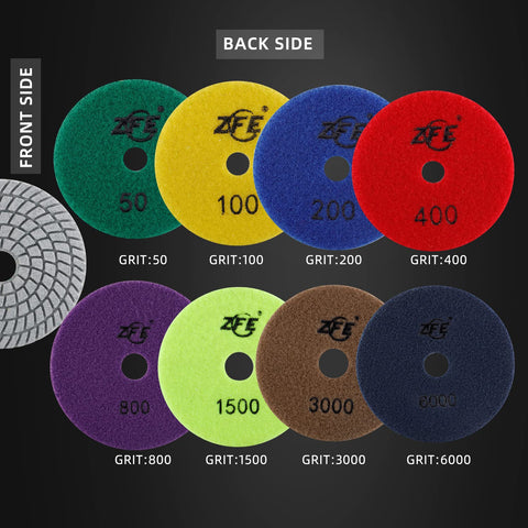 ZFE Diamond Wet Polishing Pad 200 grit pack view supports smooth grit transition