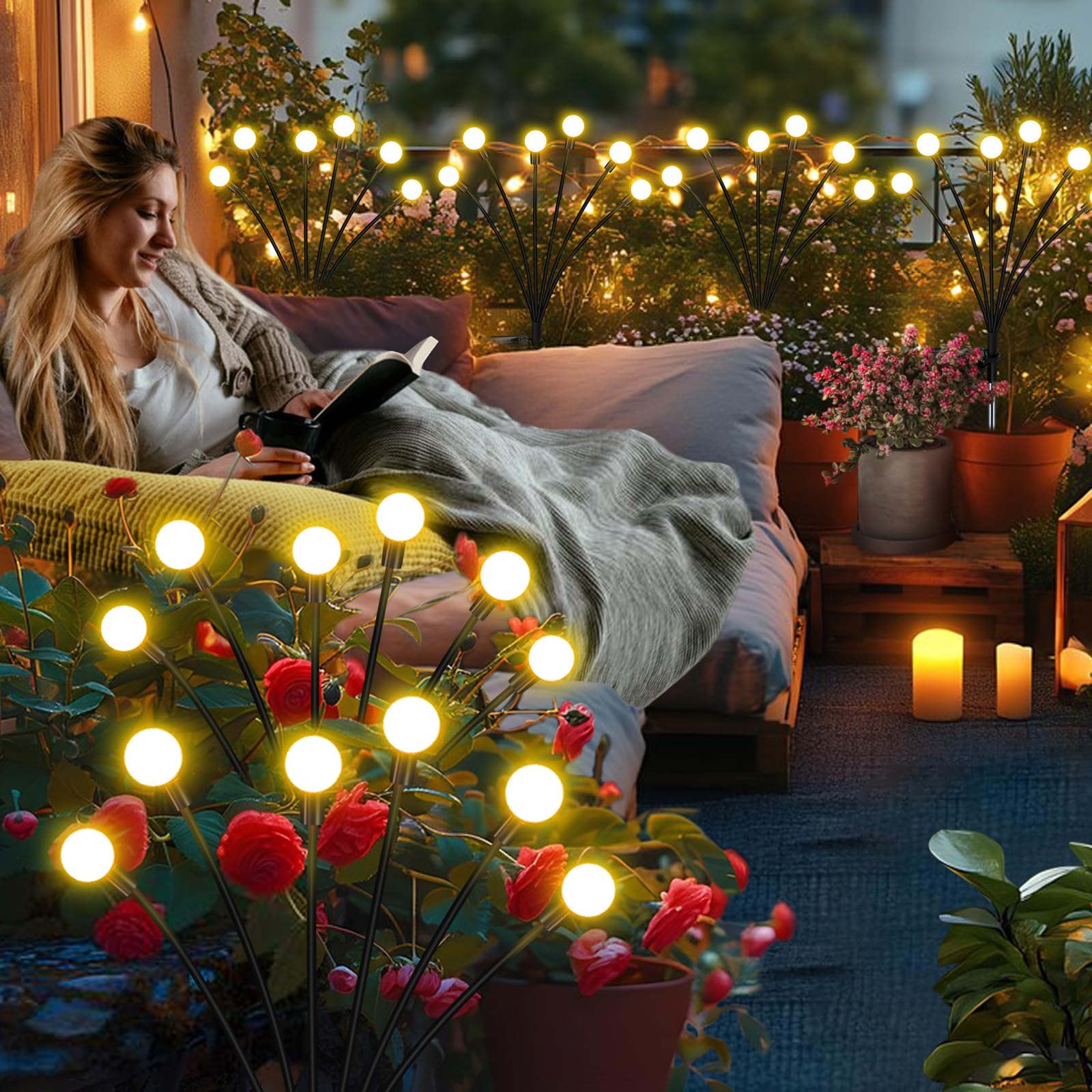 ZFNN firefly light branches sway gracefully, adding dynamic movement to your yard.