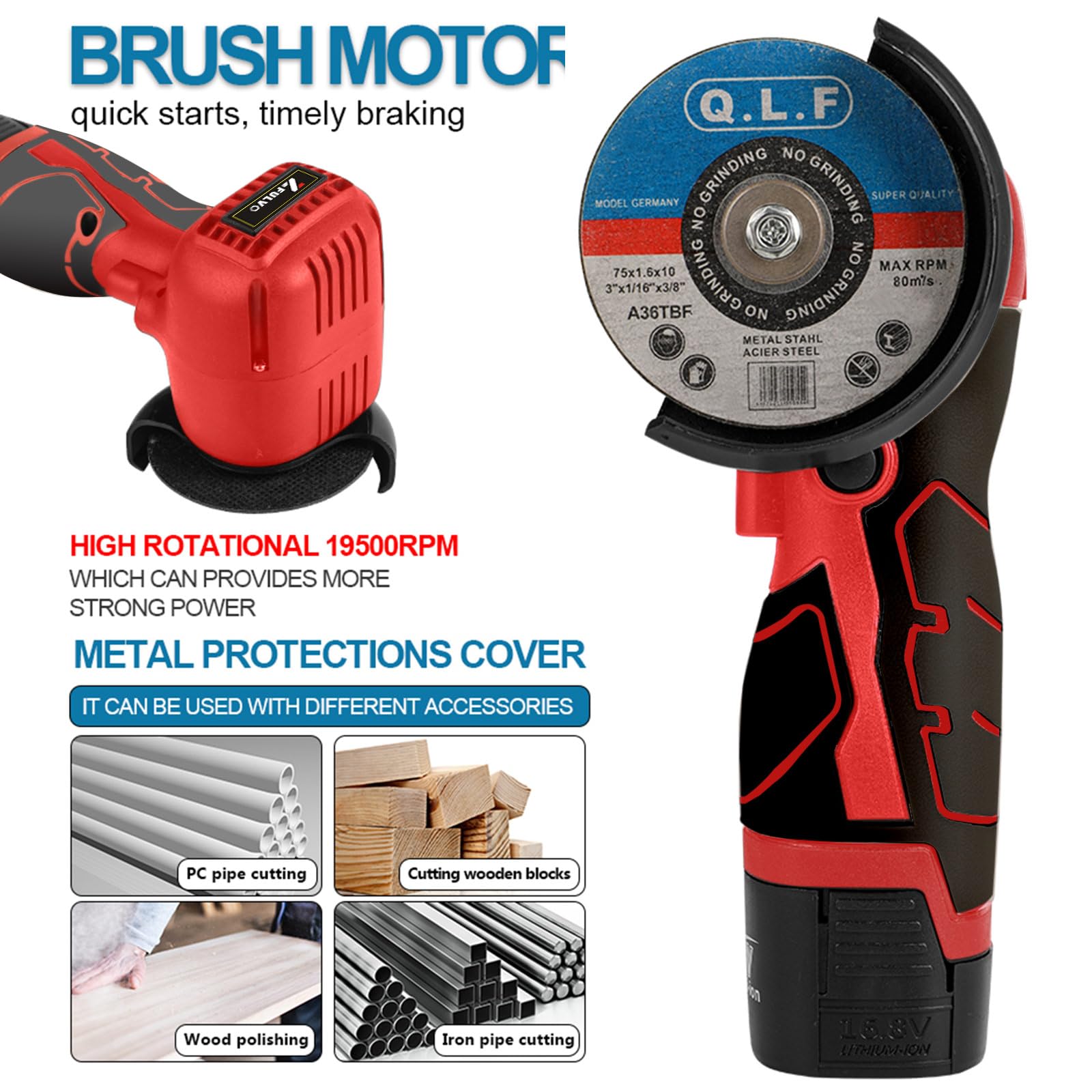 ZFULVO brushed motor with lithium battery enables reliable power and quick recharging
