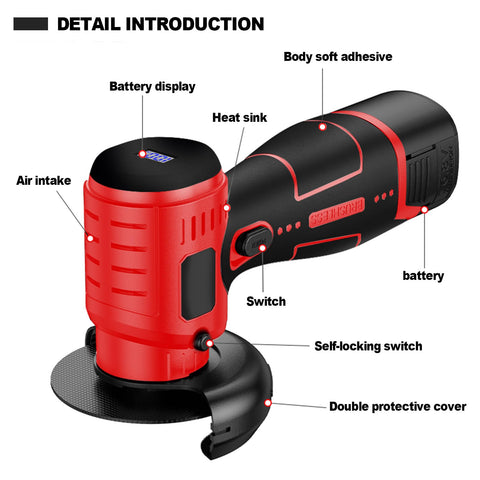 ZFULVO brushless motor angle grinder delivering high speed and smooth power.