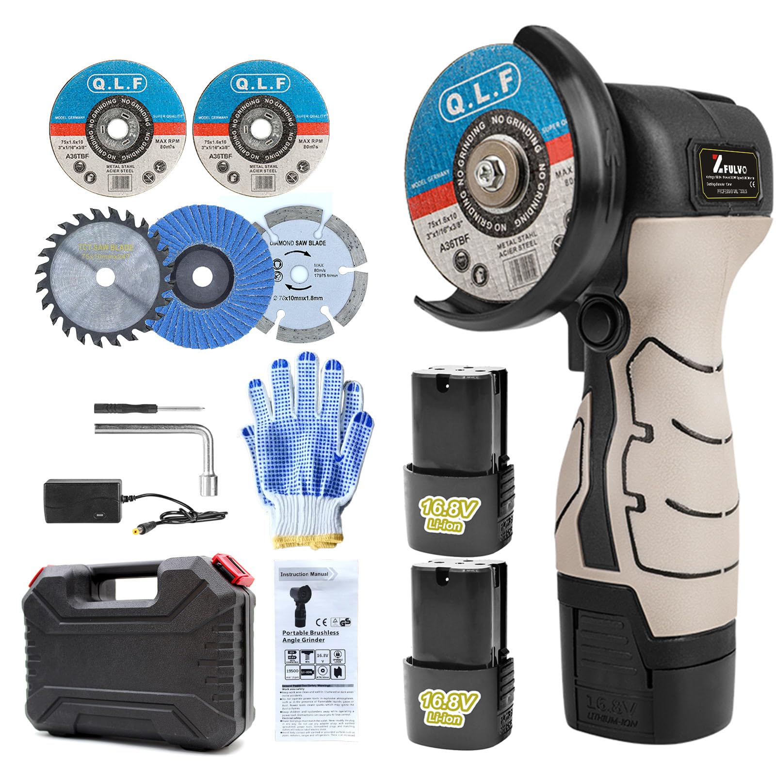 ZFULVO cordless grinder kit overview for portable indoor and outdoor use.