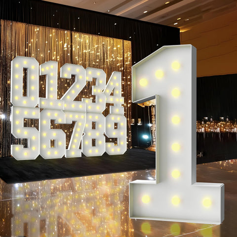 ZFUNBO 3FT marquee number 1 with warm bulbs creates a striking birthday centerpiece
