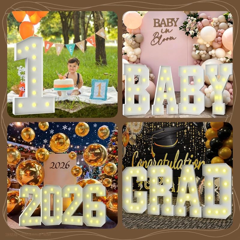 ZFUNBO 3ft marquee number 5 baby shower decor brightens celebrations.