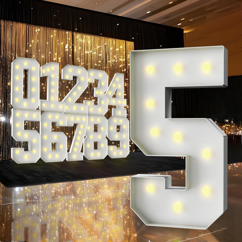 ZFUNBO 3ft marquee number 5 front view shows a bold birthday centerpiece.