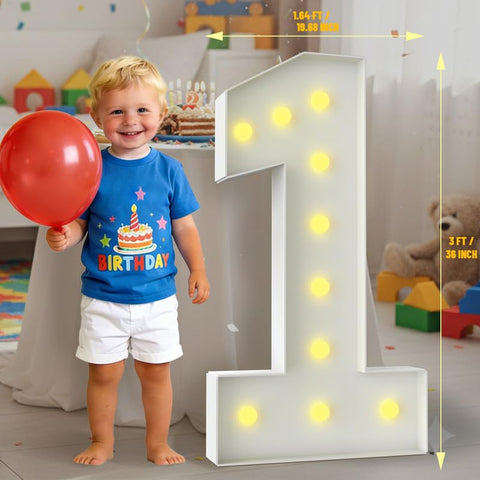 ZFUNBO 3ft marquee number 1 glowing softly to light a photo-ready stage