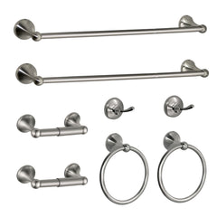 ZGELIN 8-piece bathroom hardware set in brushed nickel offers a cohesive, modern look.
