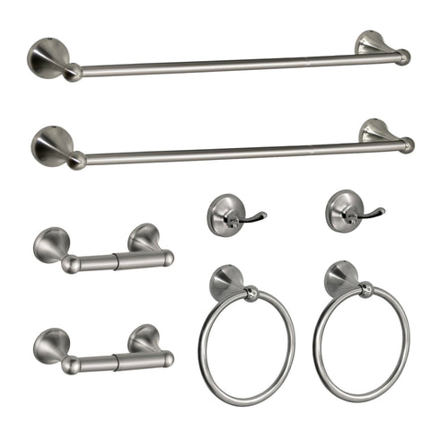ZGELIN 8-piece bathroom hardware set in brushed nickel offers a cohesive, modern look.