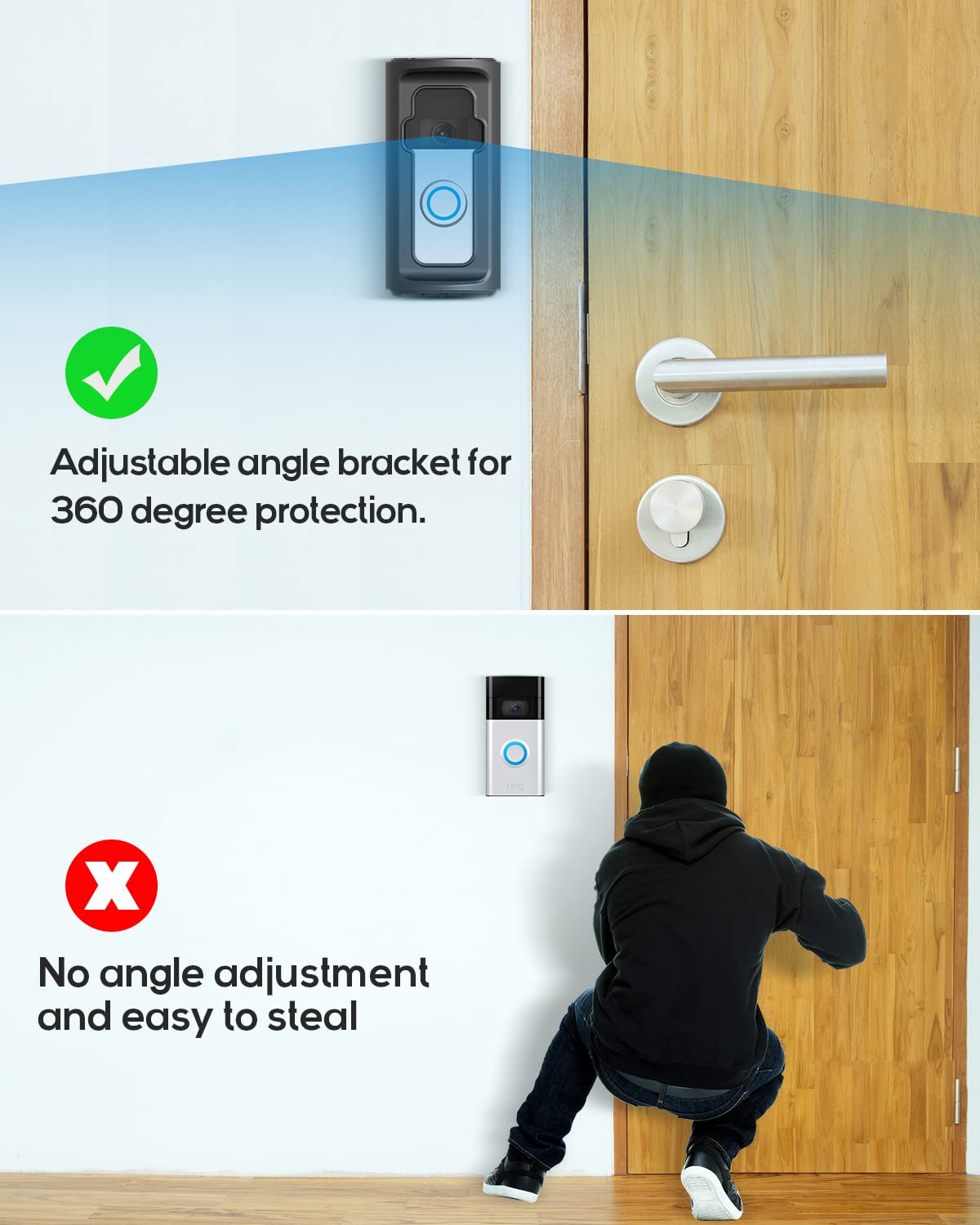 ZHANDEYUA anti-theft screw included improves secure placement of the doorbell.
