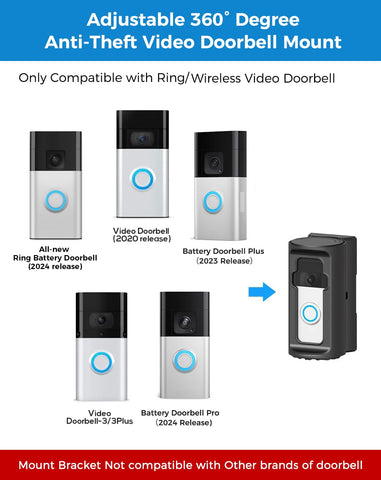 ZHANDEYUA anti-theft doorbell mount with adhesive install enables quick, damage-free mounting.