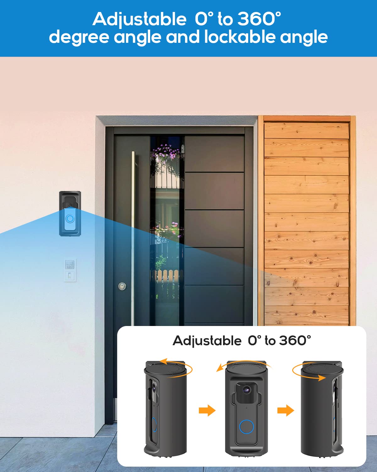 ZHANDEYUA doorbell mount with screws for sturdy wall installation.