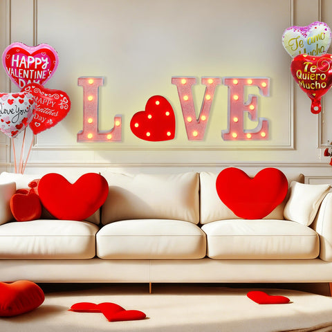 Zhaoray love sign table display with soft glow.