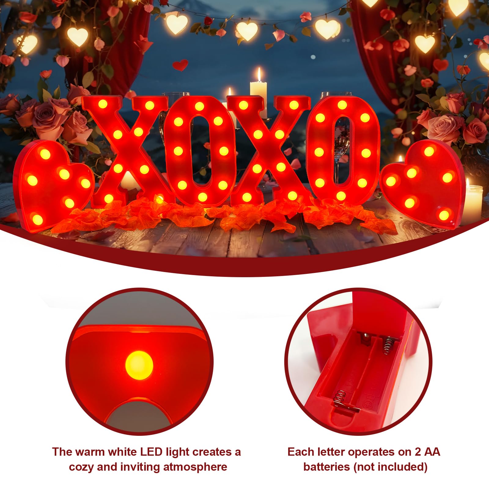 Zhaoray Valentine's tabletop decor with 6-piece light set ambiance.