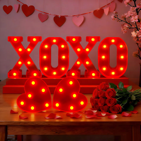 Zhaoray XOXO sign letters with warm LED glow for romantic table decor.
