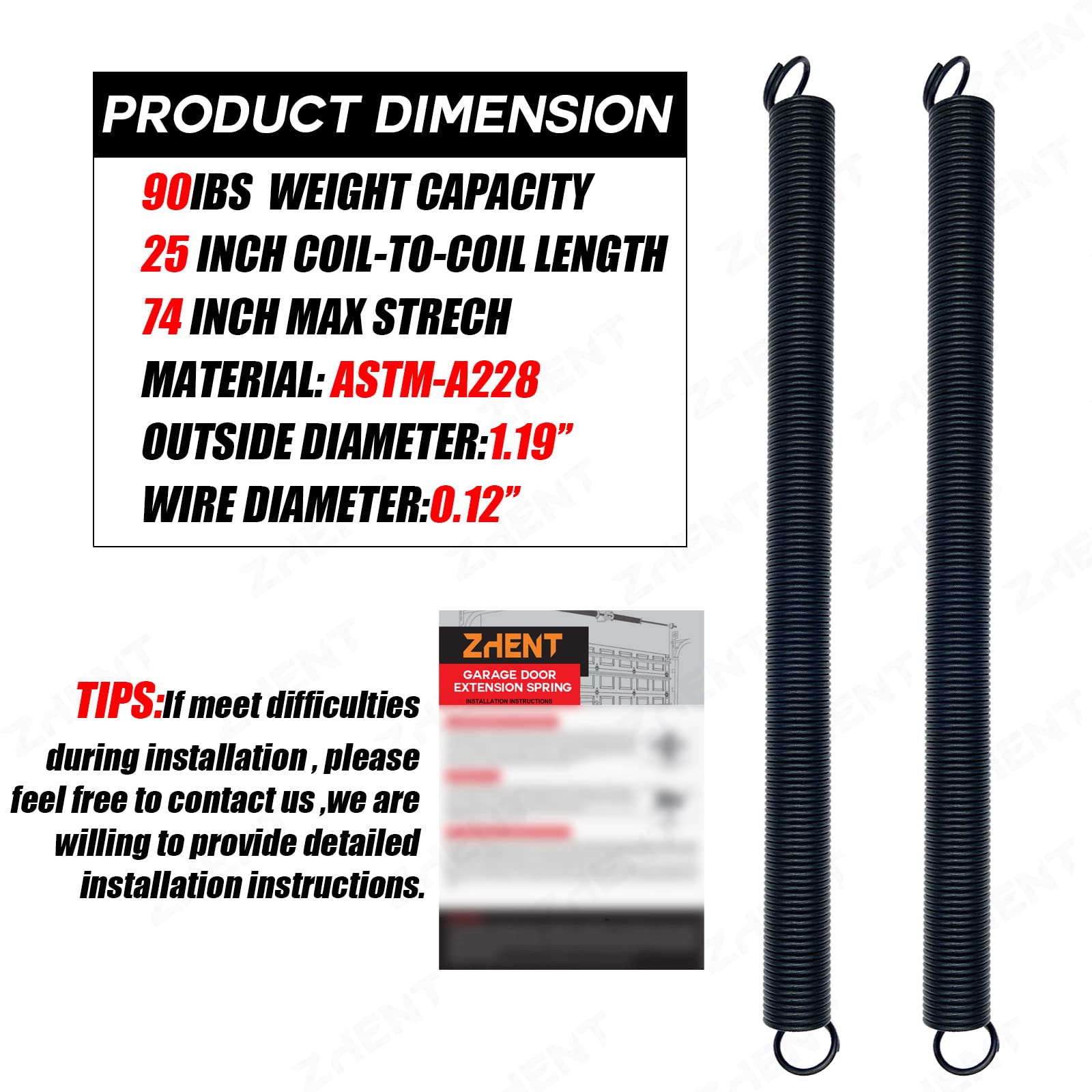 ZhenT extension springs with anti-rust coating resist corrosion for outdoor use