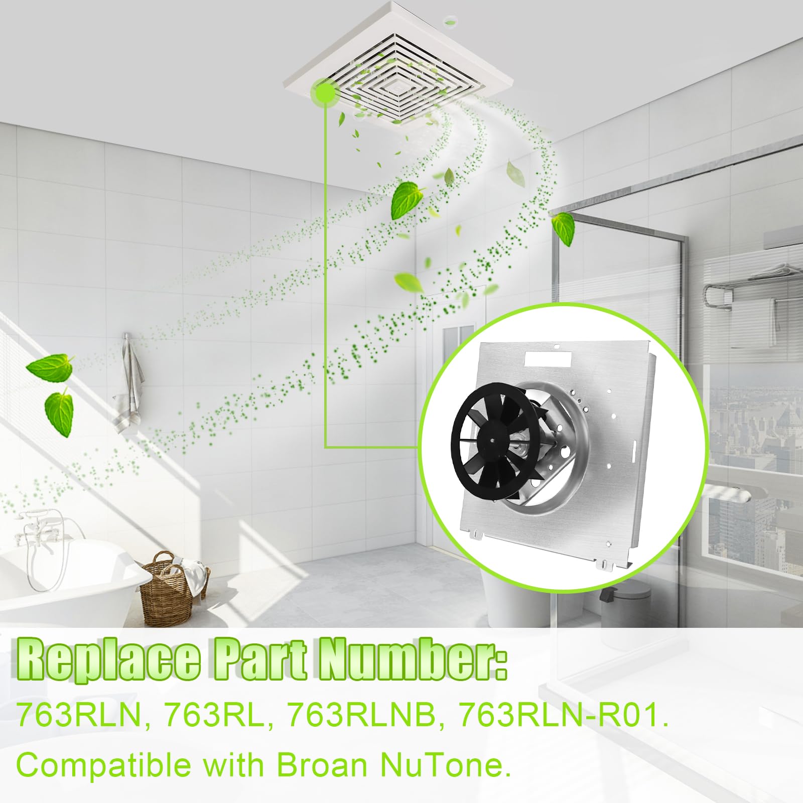 Zhenx 50 CFM, 2.0 Sone motor kit for quiet baths.