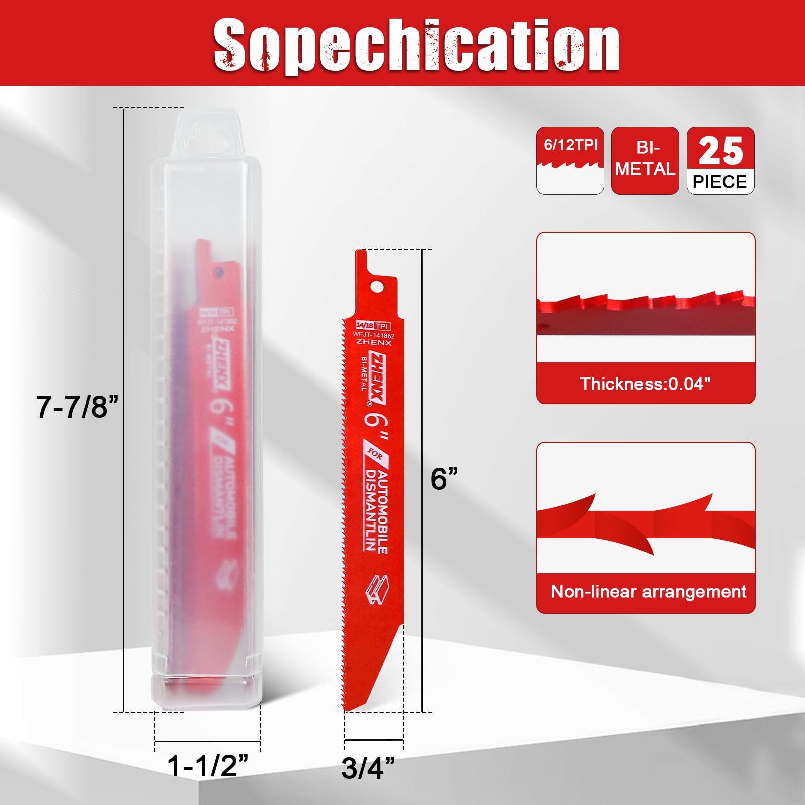 Close up of Zhenx bi-metal blade non-stick coating reducing friction