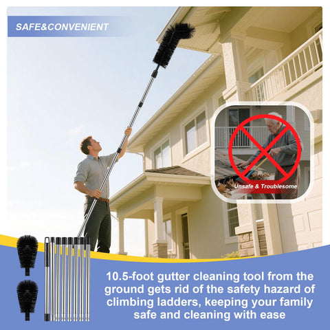Extend to 10.5 ft for safe ladder-free gutter cleaning from the ground.