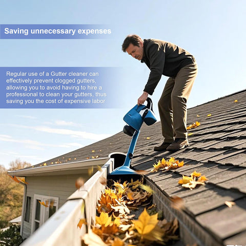 Leaves and twigs removed from gutters using Zhichen star cleaner improves drainage.