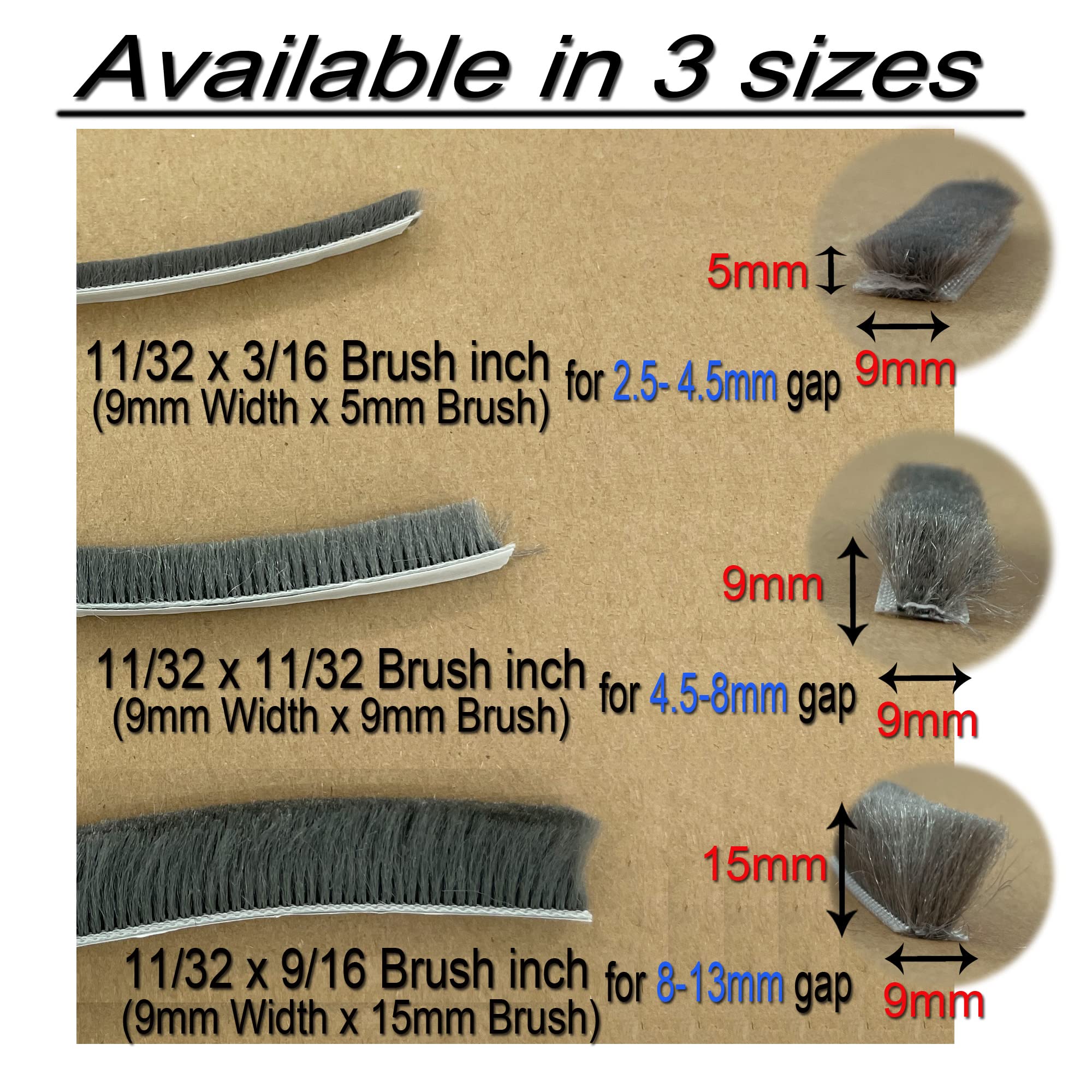 Zhilokdor gap seal brush accommodates multiple gap sizes on doors.