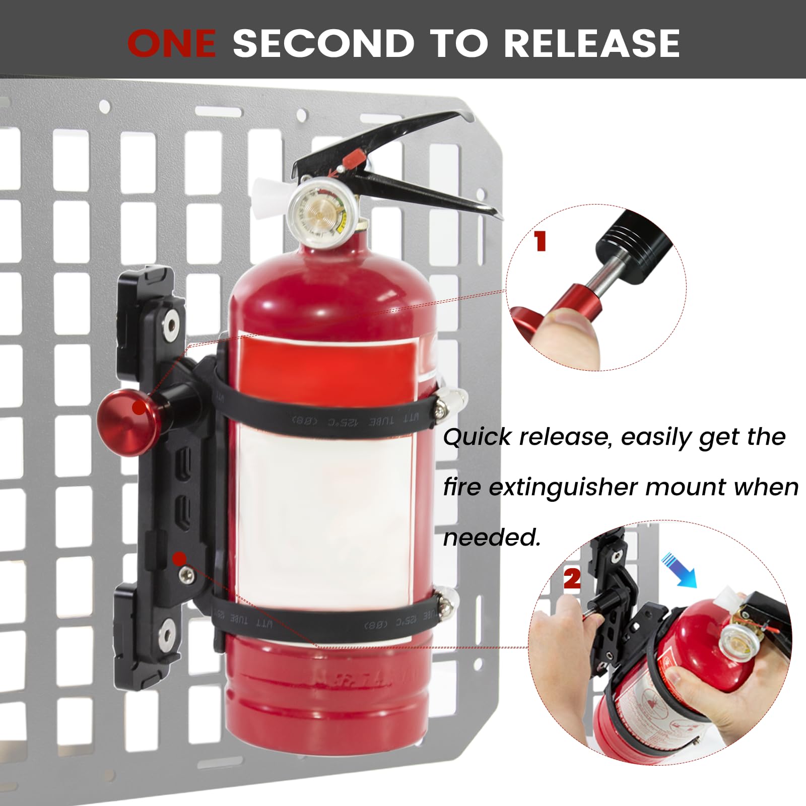 ZHILXN clamp detail displaying clamp size range for most extinguishers.