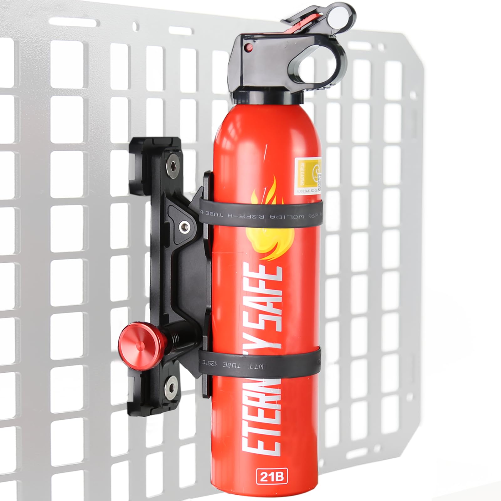ZHILXN MOLLE fire extinguisher base secures your unit on the vehicle panel