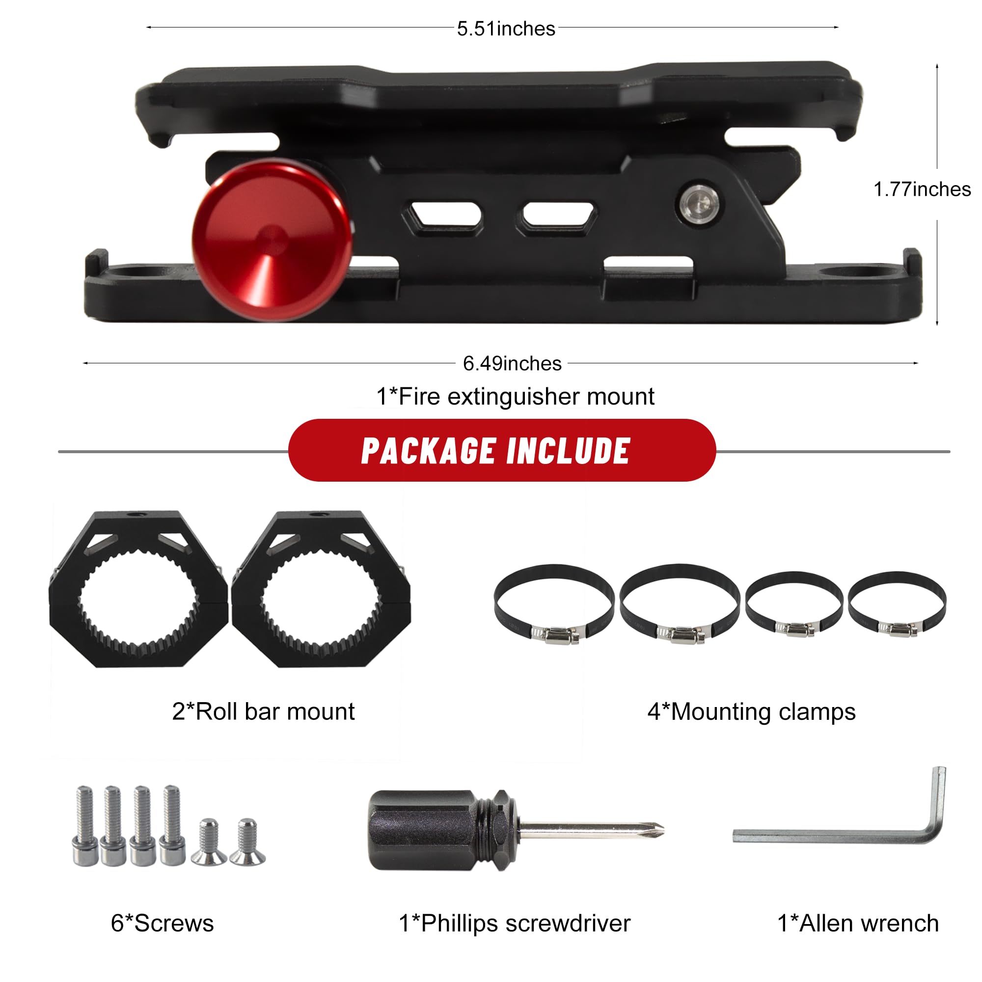 ZHILXN UTV kit includes base, separable holder, rings, screws, and wrenches.