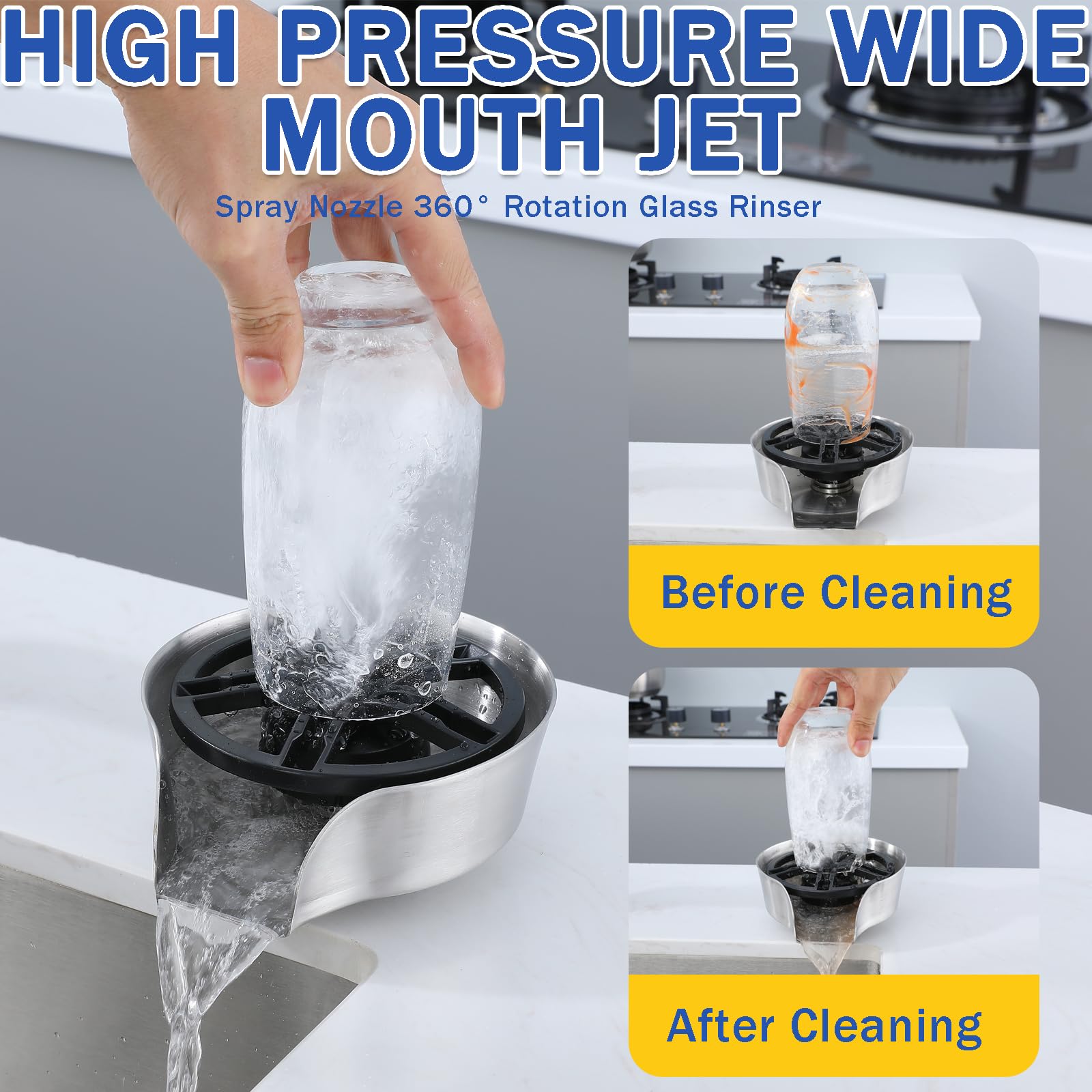 ZhiQToes 2-in-1 sink sprayer doubles as glass washer for versatile cleaning.