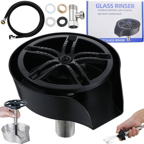 ZhiQToes Glass Rinser with 360-degree rotating spray for quick glass cleaning in kitchens.