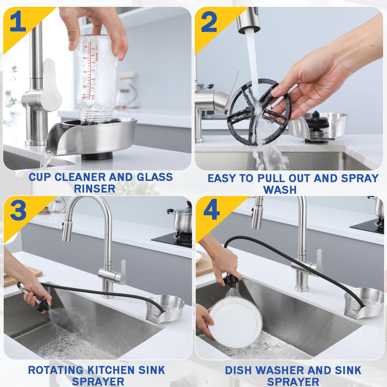 ZhiQToes Tilted-base design reduces water splashes for tidy counters.