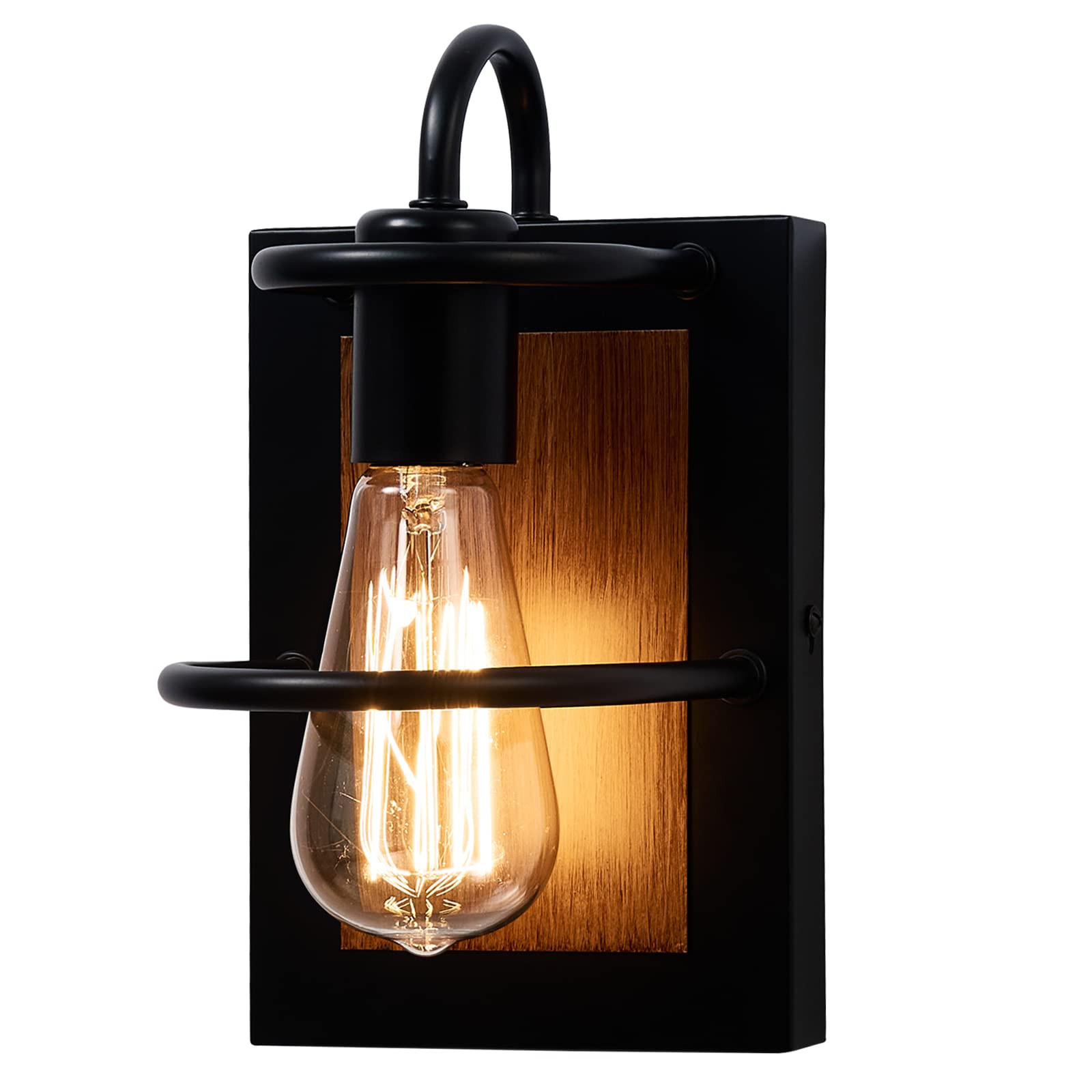 Zhkung farmhouse wall light with hollow curved cage for warm ambience