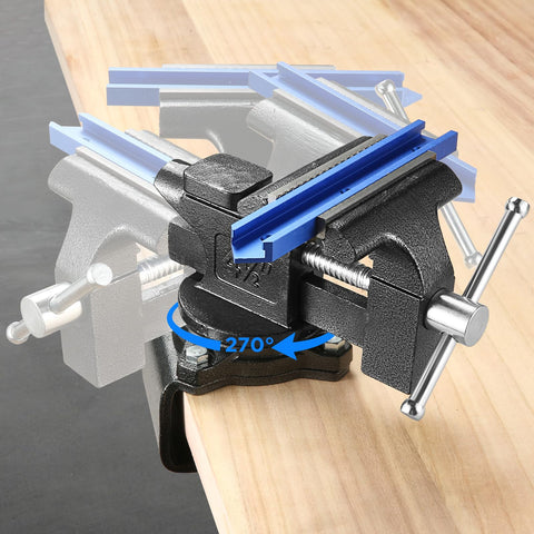 ZHRMJZG bench vise with 2-in-1 mount design for table or edge clamping.