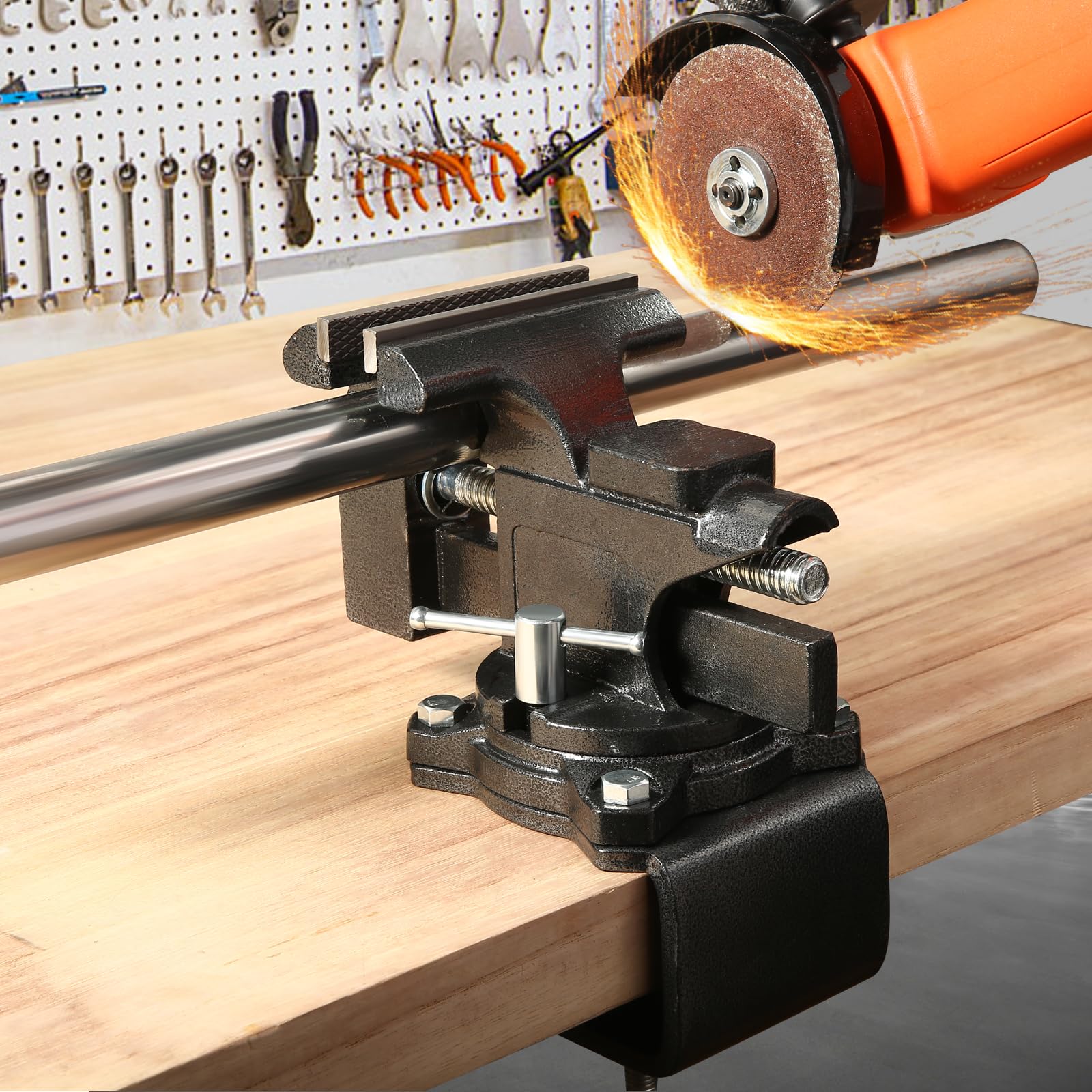 ZHRMJZG bench vise made from forged steel for durable performance in heavy use.