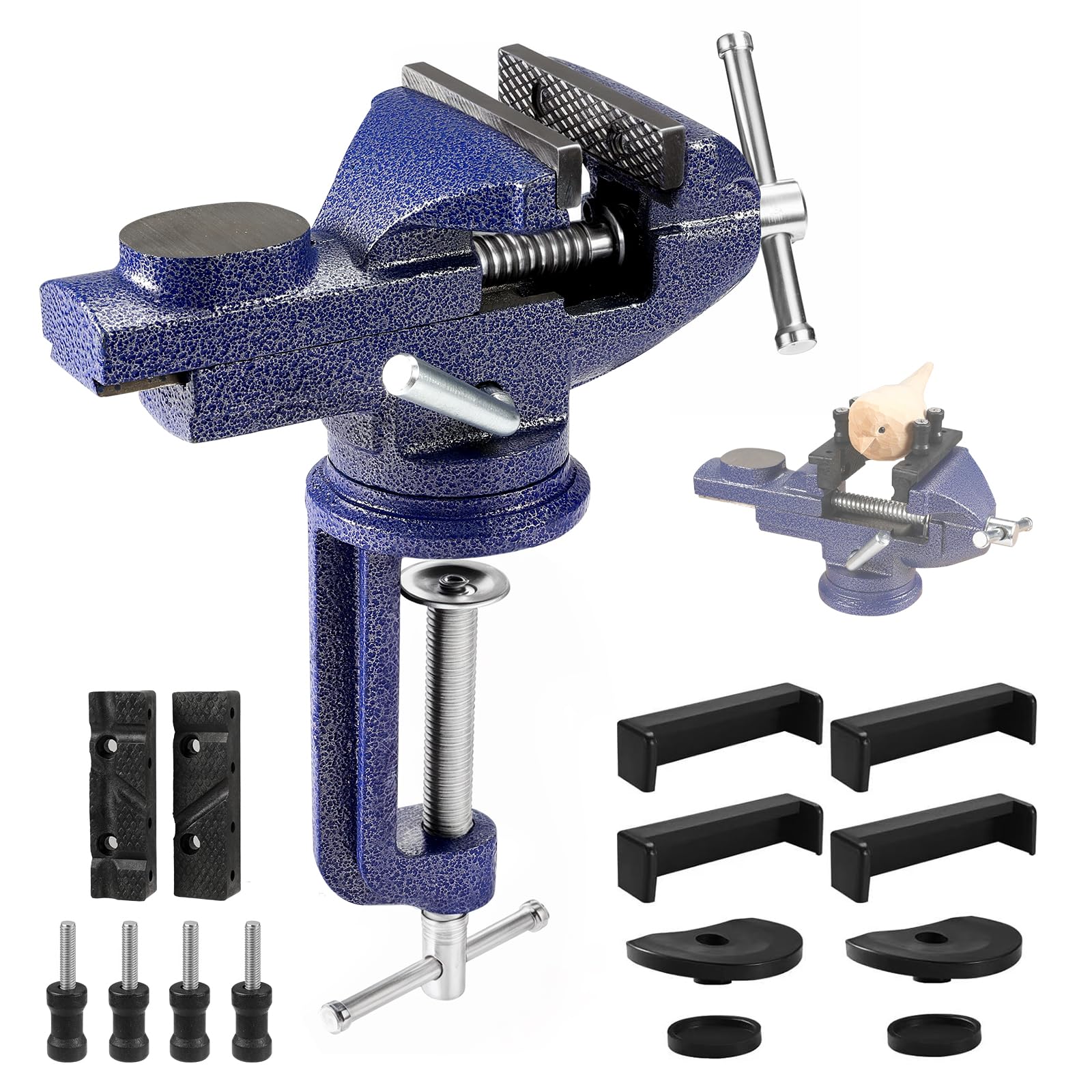 ZHRMJZG table vise with 360° base enables stable clamping from any angle for versatile setups.