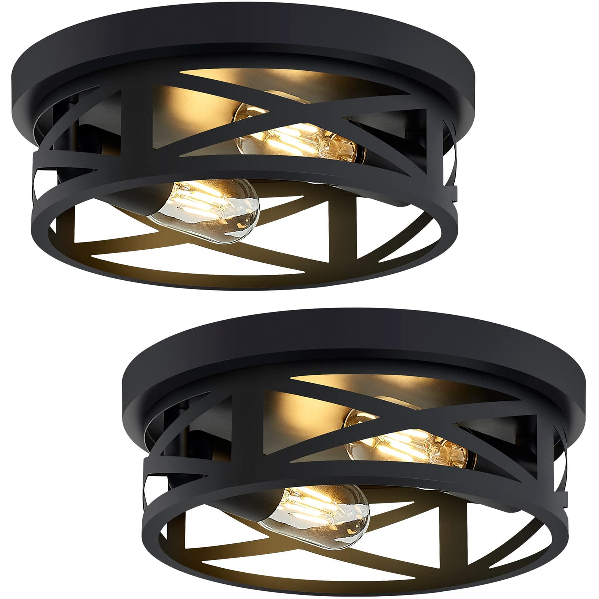 ZHU YAN 2-pack black flush mount ceiling light front view ideal for kitchen lighting