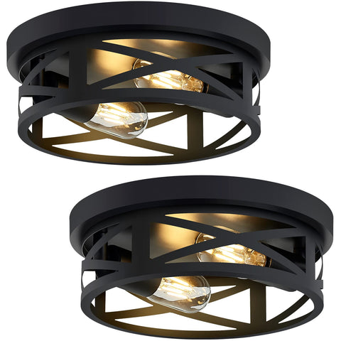 ZHU YAN 2-pack black flush mount ceiling light front view ideal for kitchen lighting