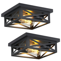 ZHU YAN farmhouse flush mount 2-pack open cage design for warm kitchen lighting.