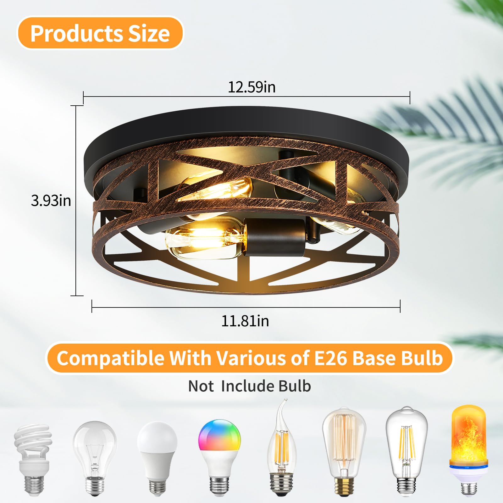 ZHU YAN glassless farmhouse ceiling light with easy maintenance